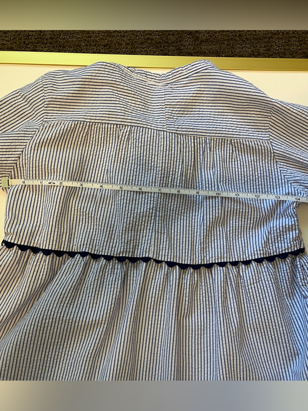 Girls Blue Stripe Button-Front Peplum Top - Bespoke - Picture 5 of 5